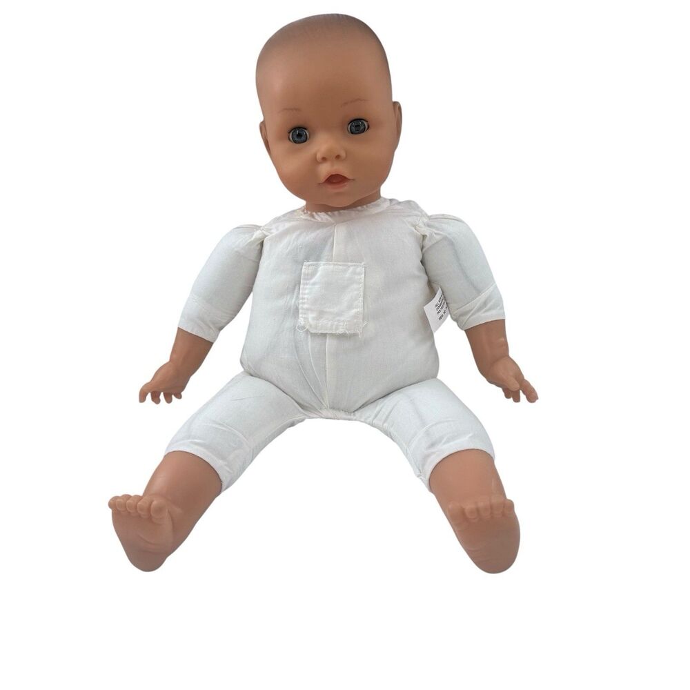 Lissi Baby Doll 18" Cloth Body Laugh Sounds Blue Sleep Eyes Dark Hair Open Mouth